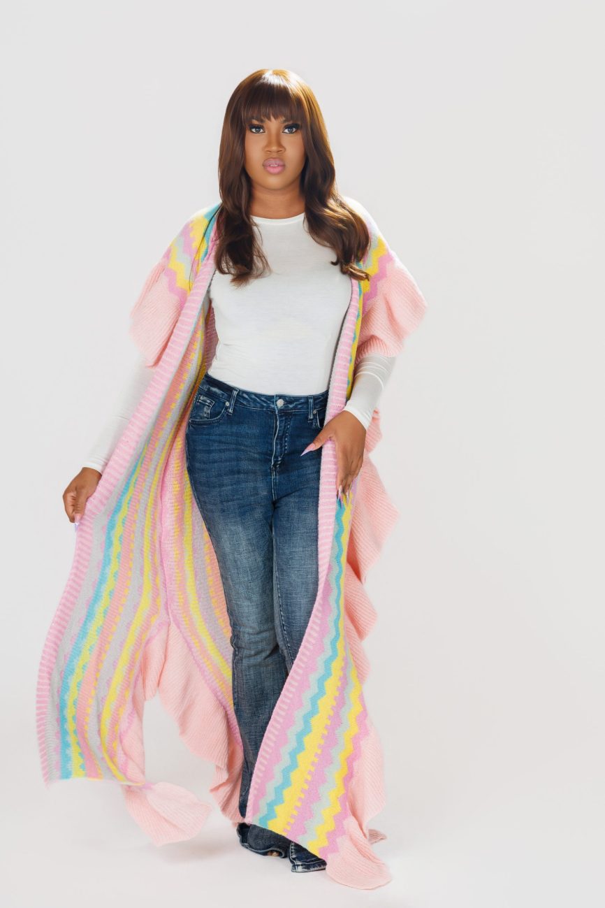 Ruffle Open Cardigan