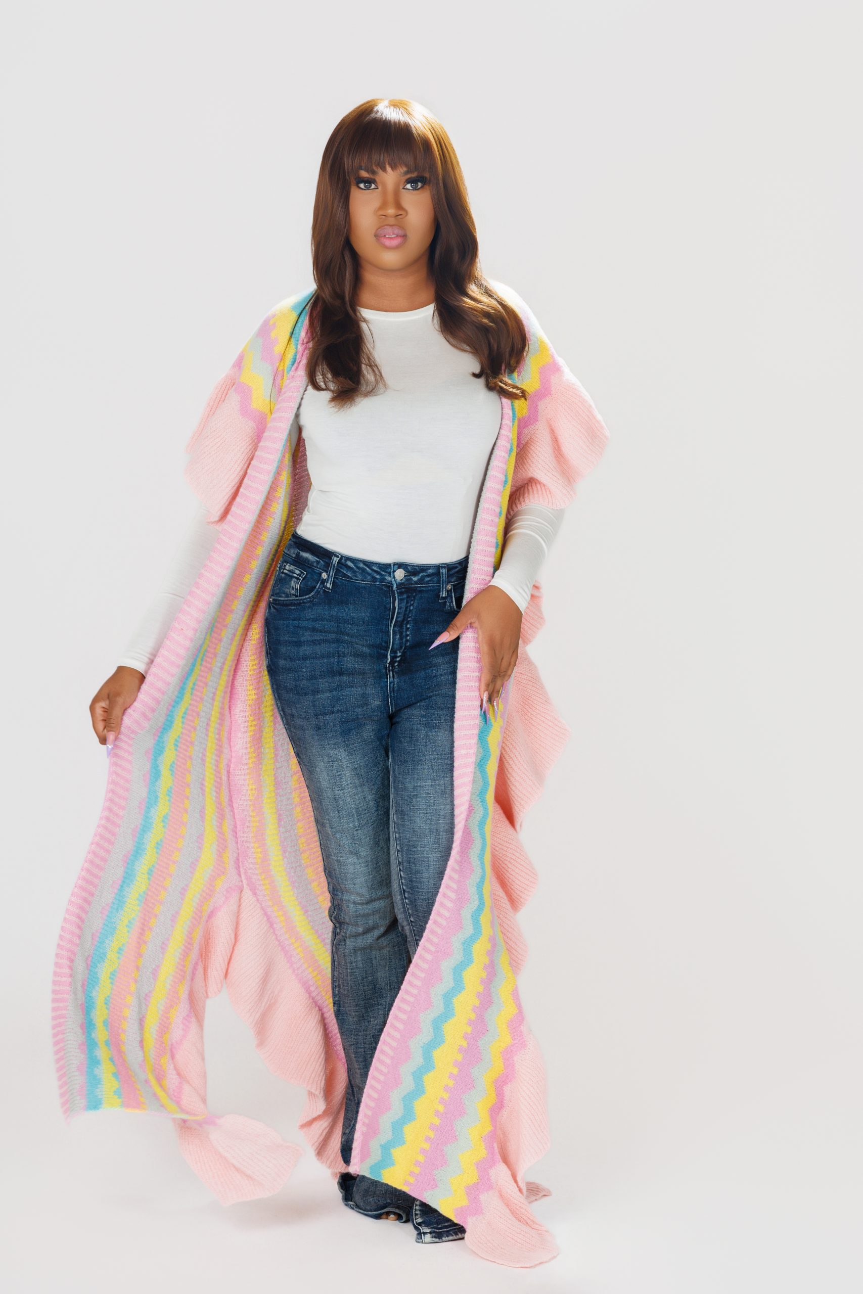 Ruffle Open Cardigan