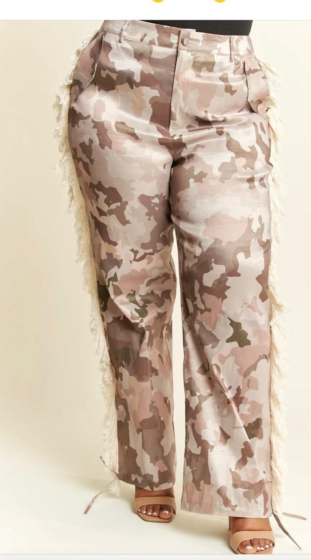 Side Tassle Elastic Waistband Side Pocket Pants